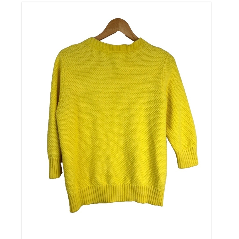 VTG LL Bean Yellow Cardigan Sweater L Crochet Cotton Old Money Preppy Easter Y2K - Picture 5 of 11